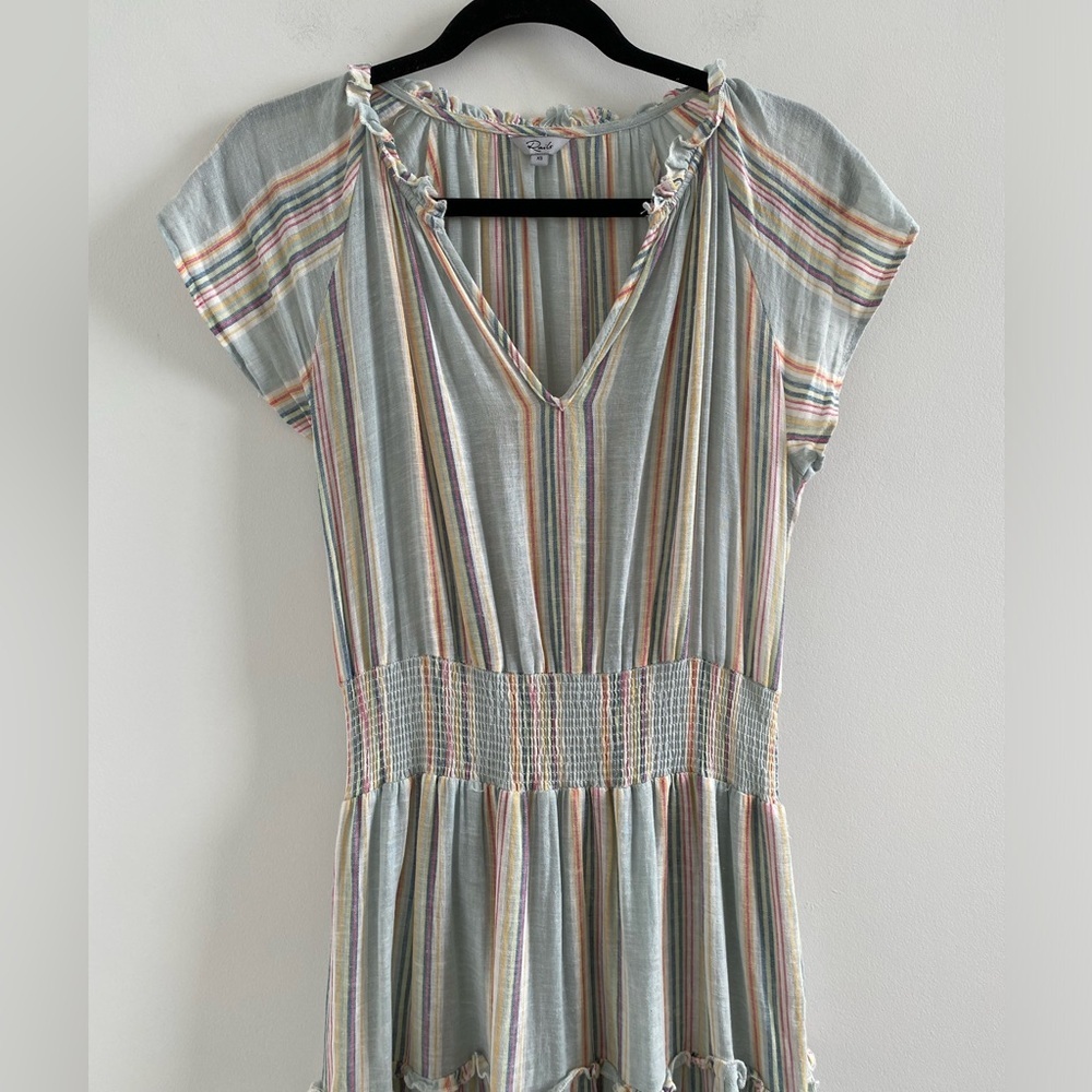 Rails Amellia Sag Harbour Stripe Linen Blend Tiered Midi Dress Size XS - Picture 4 of 11